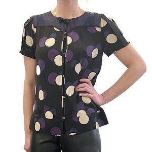 Marc by Marc Jacobs Polka Dot Blouse Black Purple Blue Cream Button Up Sheer